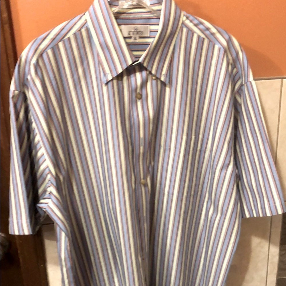 ENRO Shirt / Blue Stripe/ Short Sleeve
